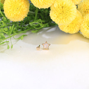 14K Gold Star Ear Piercing Flat Back Single Stud