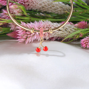 14K Yellow Gold Dangle Cherry Charm