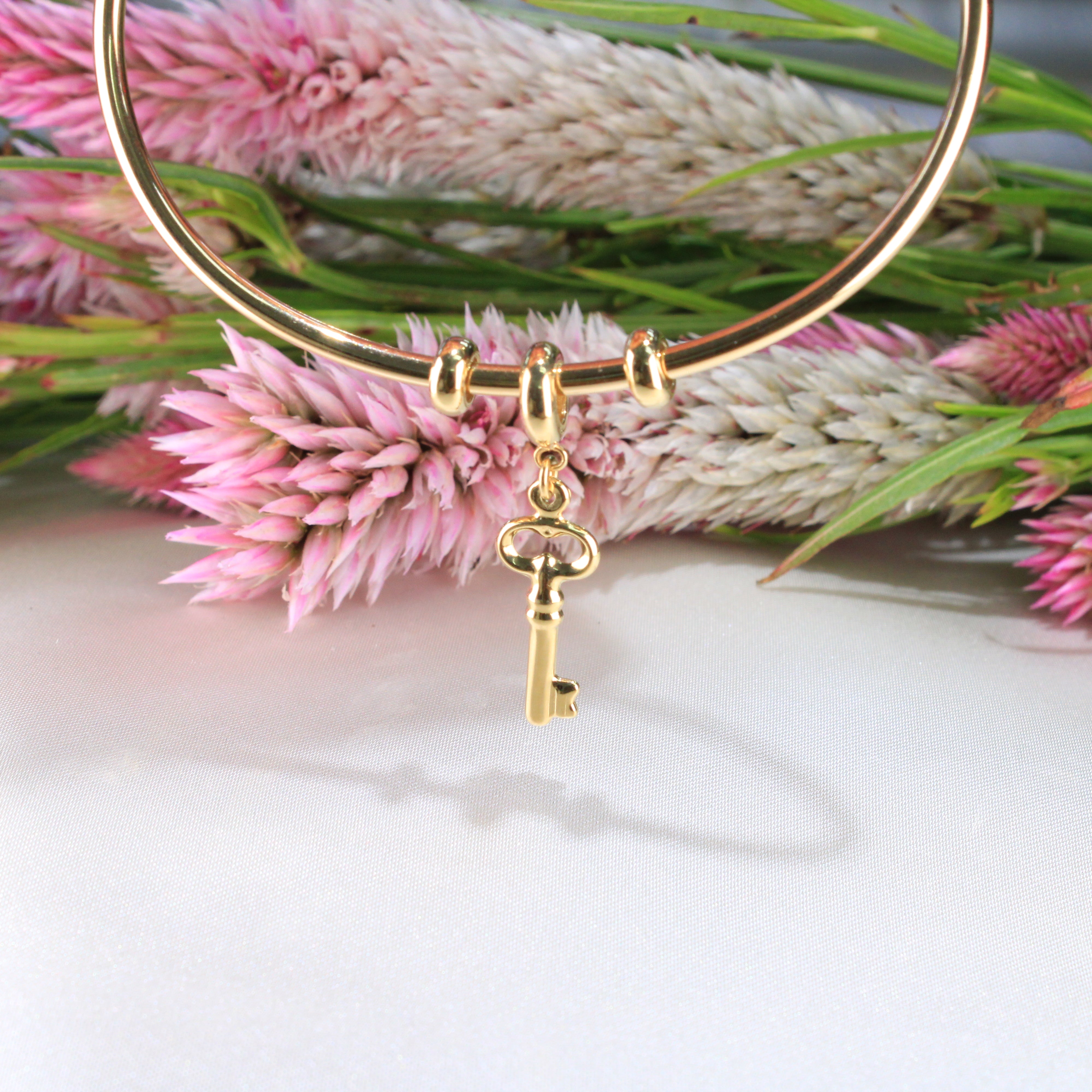 14K Yellow Gold Dangle Key Charm