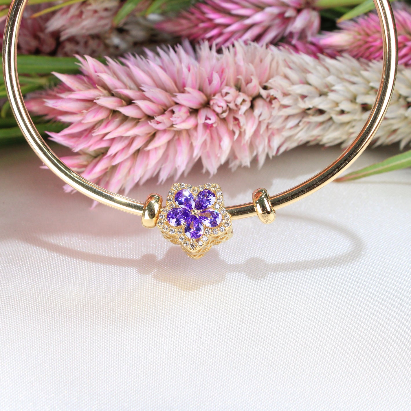 14K Yellow Gold Flower Slider
