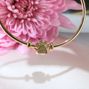 14K Yellow Gold Dog Paw Print Slider