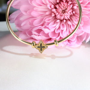 14K Yellow Gold Flower Slider