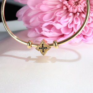 14K Yellow Gold Flower Slider