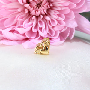 14K Yellow Gold Heart With Wings Slider