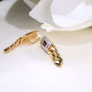 14k Monaco Earrings Classic Plain - Baguette Link