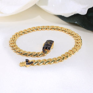 14K Gold Monaco Bracelet Black Baguette 6mm 8in