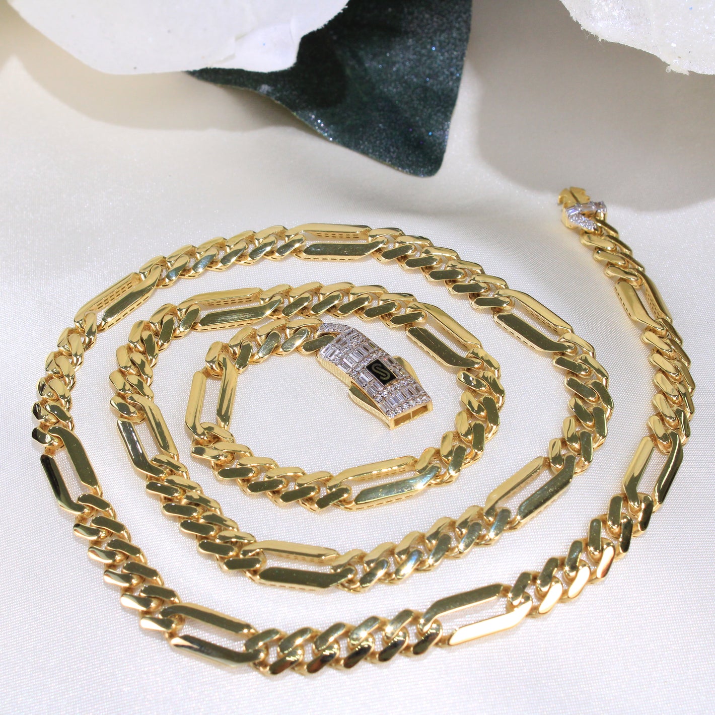 14K Gold Monaco Baguette Chain 6mm 22in