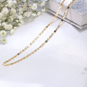 14K Tricolor Gold Mirror Link Chain 3mm 18in