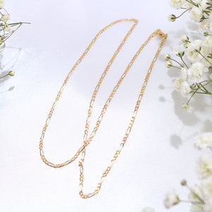 14K Tricolor Gold Figaro Solid Chain 2.0mm 18in