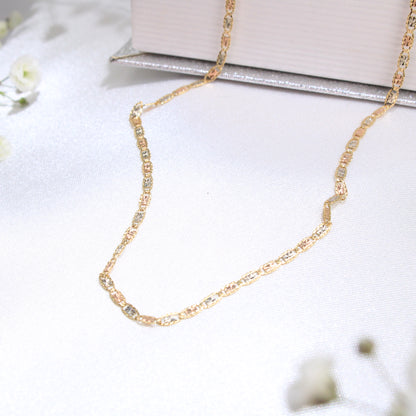 14K Tricolor Gold Valentino Chain 2mm 18in