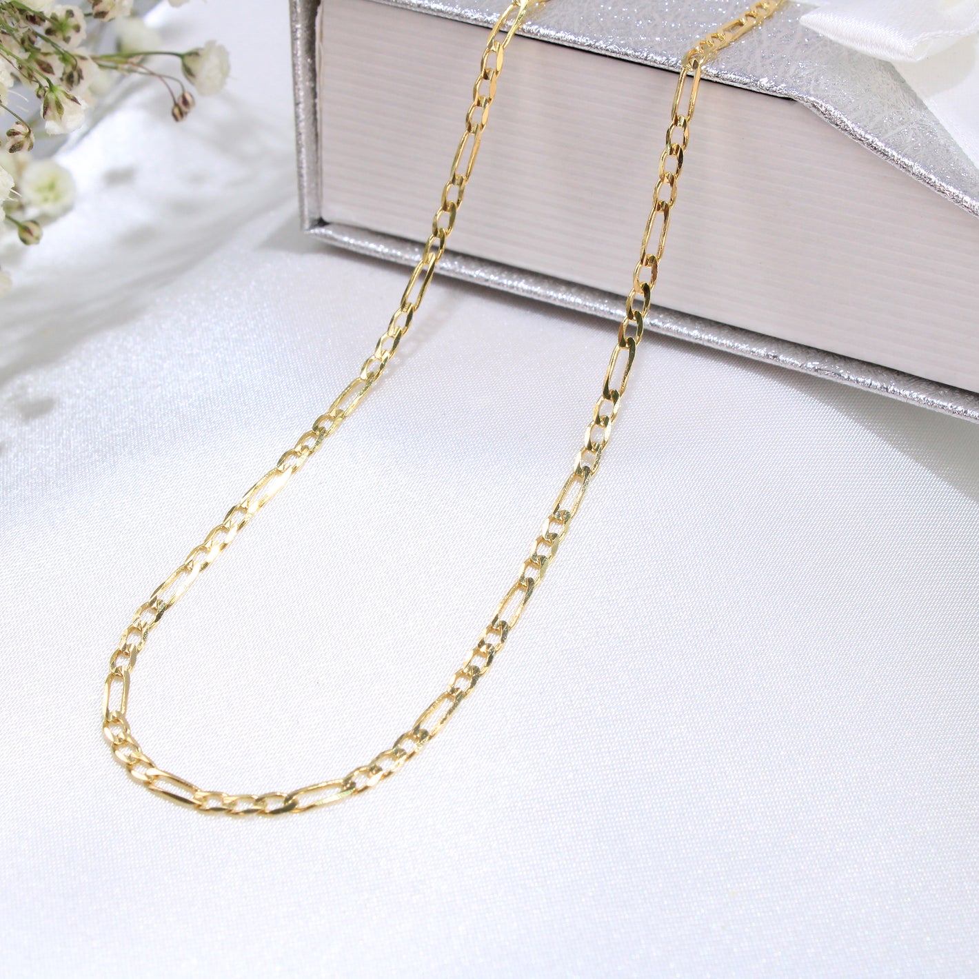 14K Gold Figaro Solid Chain 2.2mm 18in