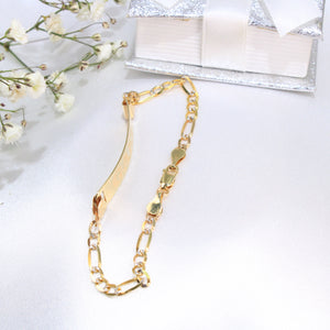 14K Gold Figaro ID Link Baby Bracelet  6.5"