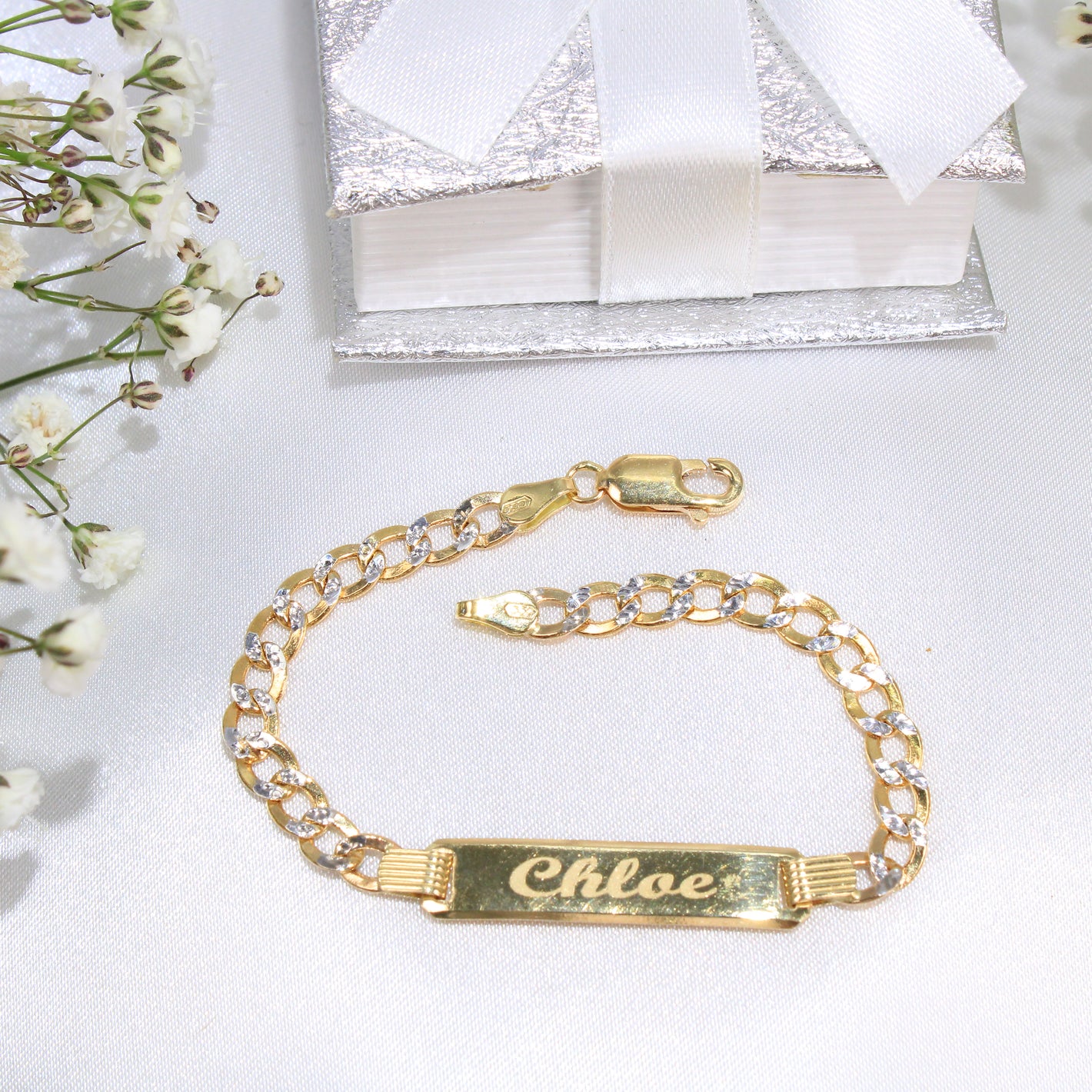 14K Gold Cuban ID Link Baby Bracelet 6"