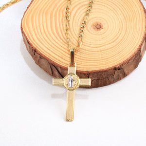 14K Yellow Gold Saint Benedict Cross