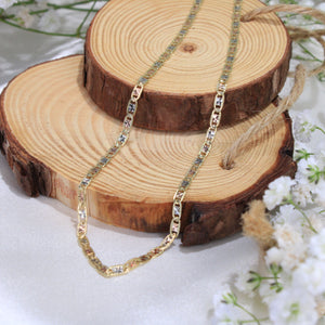 14K Gold 3Tone Valentino Chain 2.4mm 20in