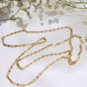 14K Gold 3Tone Valentino Chain 2.4mm 20in