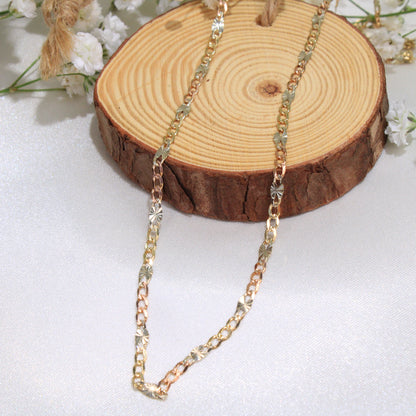 14K Gold Tri-Color Valentino Chain 2.5mm 20in