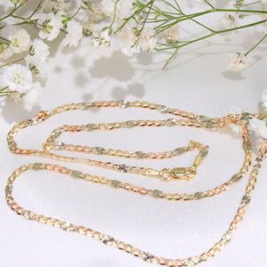 14K Gold Tri-Color Valentino Chain 2.5mm 20in