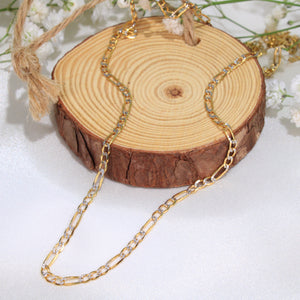 14K Gold Two Tone Solid Figaro Chain 2.3mm 20in