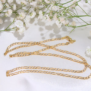 14K Gold Two Tone Solid Figaro Chain 2.3mm 20in