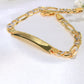14K Gold Hollow Figaro Link ID Bracelet mm 7.5in