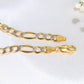 14K Gold Hollow Figaro Link ID Bracelet mm 7.5in