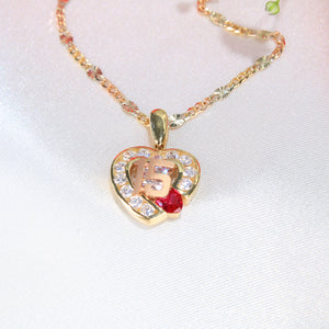 14K Yellow Gold Heart Quinceañera Charm