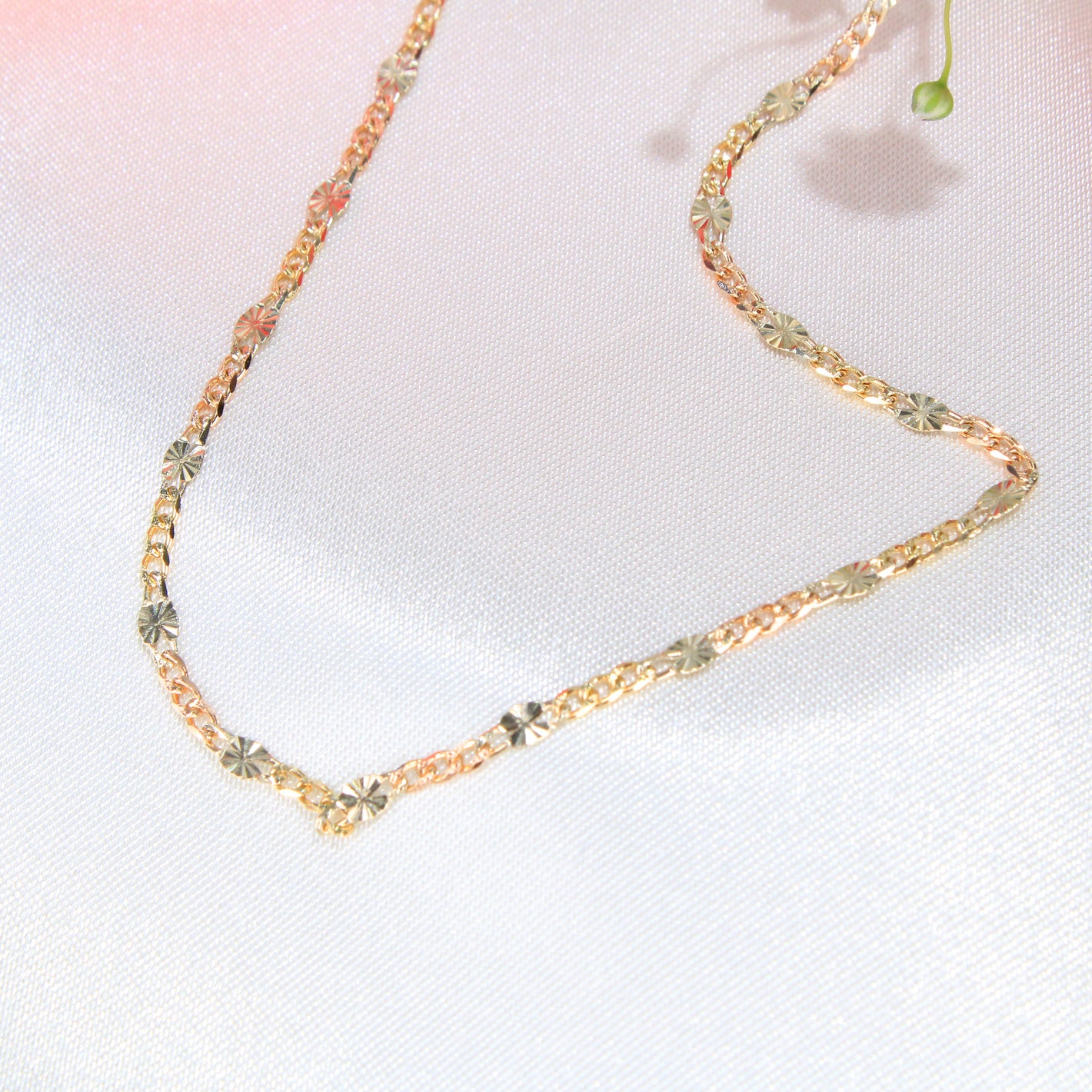 14K Gold Tri-Color Valentino Chain 2mm 18in