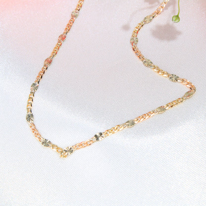 14K Gold Tri-Color Valentino Chain 2mm 18in