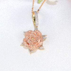 10K Rose Gold Diamond Flower Charm