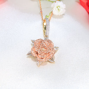 10K Rose Gold Diamond Flower Charm