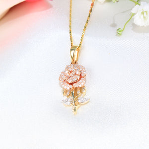 10K Tri-Color Gold Diamond Flower Charm