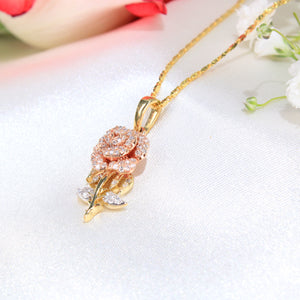 10K Tri-Color Gold Diamond Flower Charm