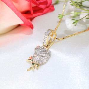 10K Yellow Gold Diamond Rose Charm