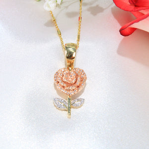 10K Tri-Color Gold Diamond Flower Charm