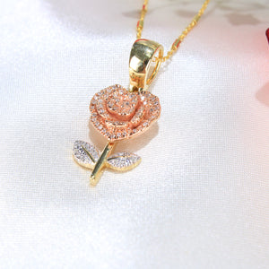 10K Tri-Color Gold Diamond Flower Charm