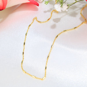 14K Gold Dapped Bar Cable Chain 1mm 16in