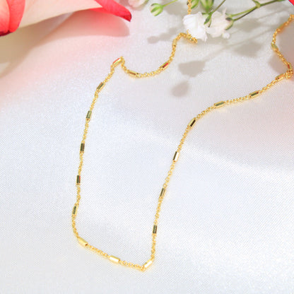 14K Gold Dapped Bar Cable Chain 1mm 16in