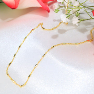 14K Gold Dapped Bar Cable Chain 1mm 16in