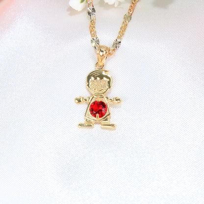 14K Gold Little Boy Charm Birthstone