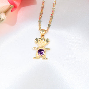 14K Gold Little Girl Charm Birthstone