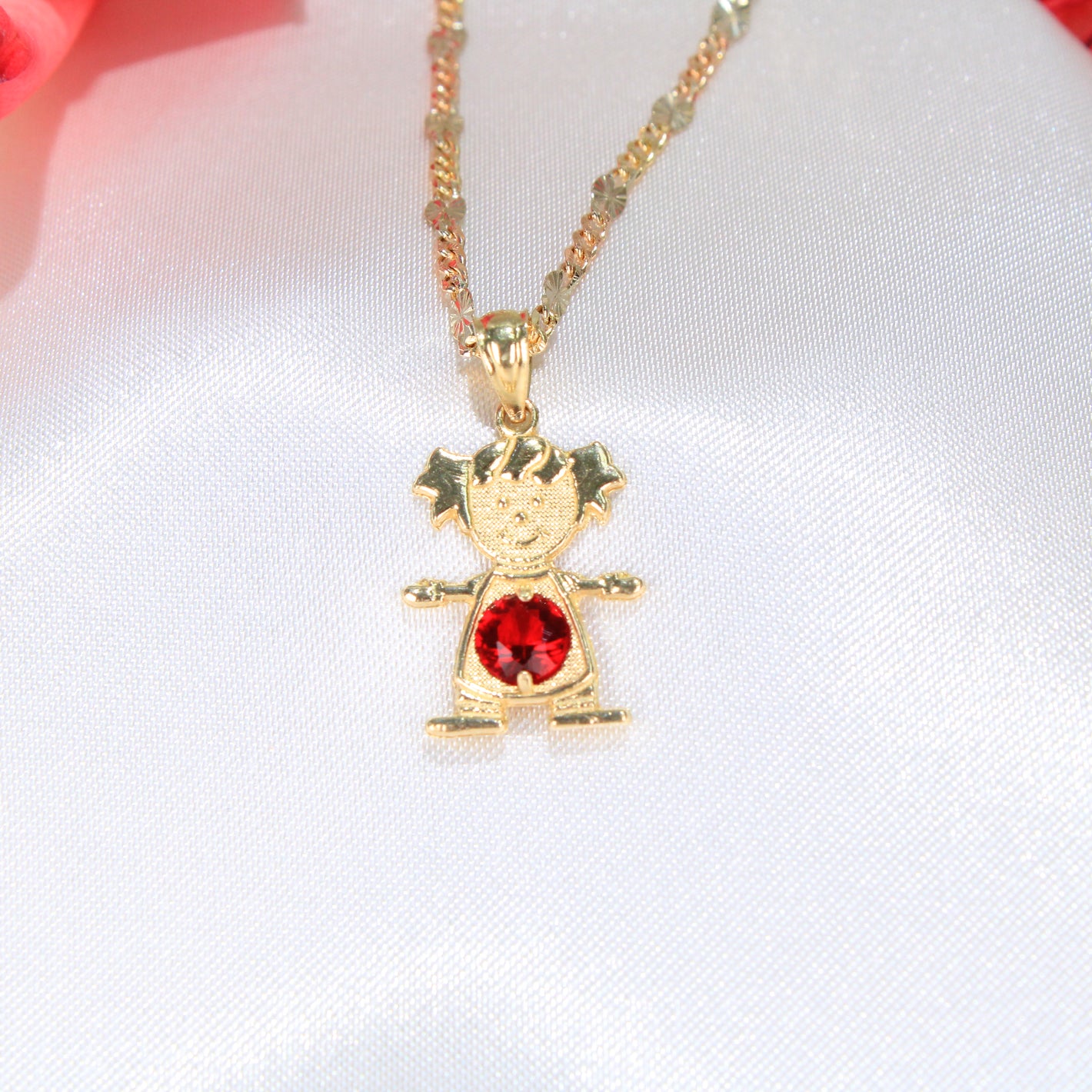 14K Gold Little Girl Charm Birthstone