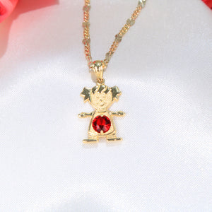 14K Gold Little Girl Charm Birthstone