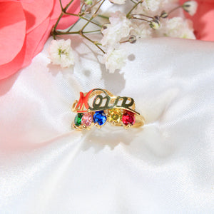 14K Yellow Gold CZ Mom Ring