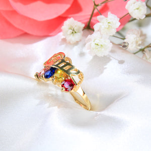 14K Yellow Gold CZ Mom Ring