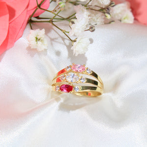 14K Yellow Gold CZ Mothers Ring