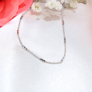 14K White Gold Barrel Link Chain 1.2mm 16in