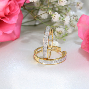 10K Yellow Gold Diamond Hoops