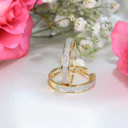 10K Yellow Gold Diamond Hoops
