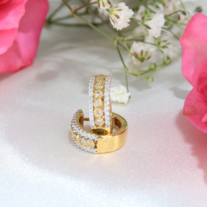 10K Yellow Gold Diamond Hoops